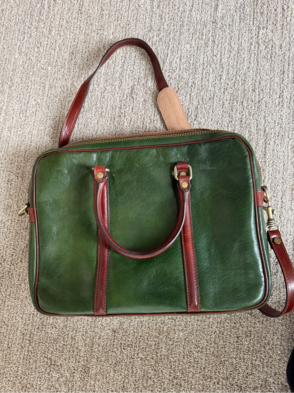 Green and Brown Leather Men’s laptop case